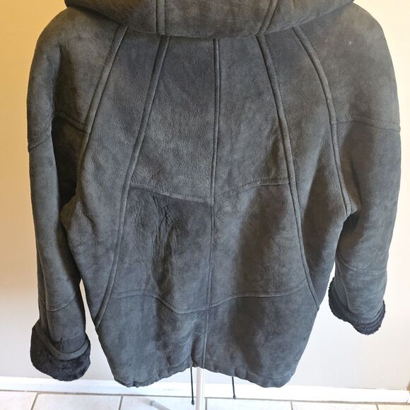 Vintage Shearling Jacket Sheepskin Suede Coat Siena Studio Womens L XL Black - Picture 10 of 12